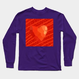 Red Heart on Red Long Sleeve T-Shirt